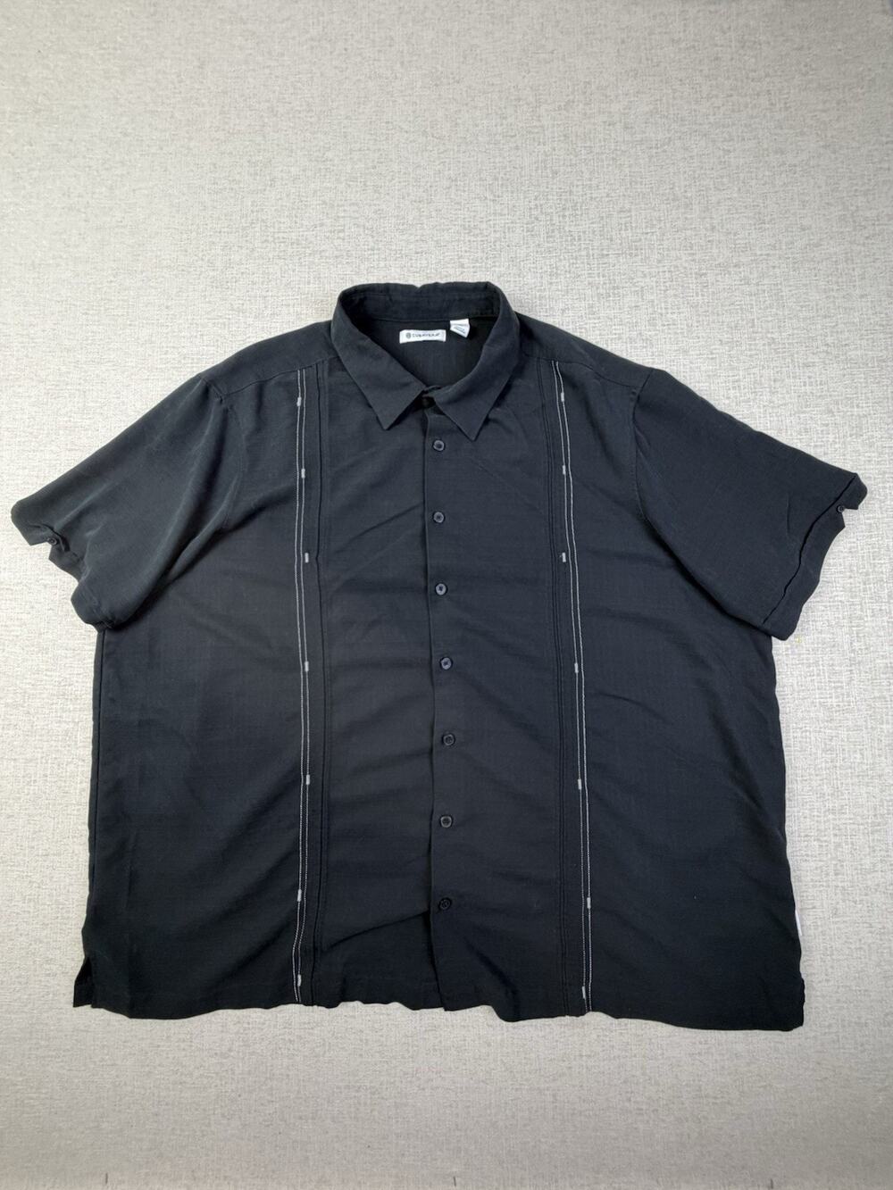 Cubavera Men’s 3X Black Guayabera Shirt Short Sleeve Embroidered Button Up